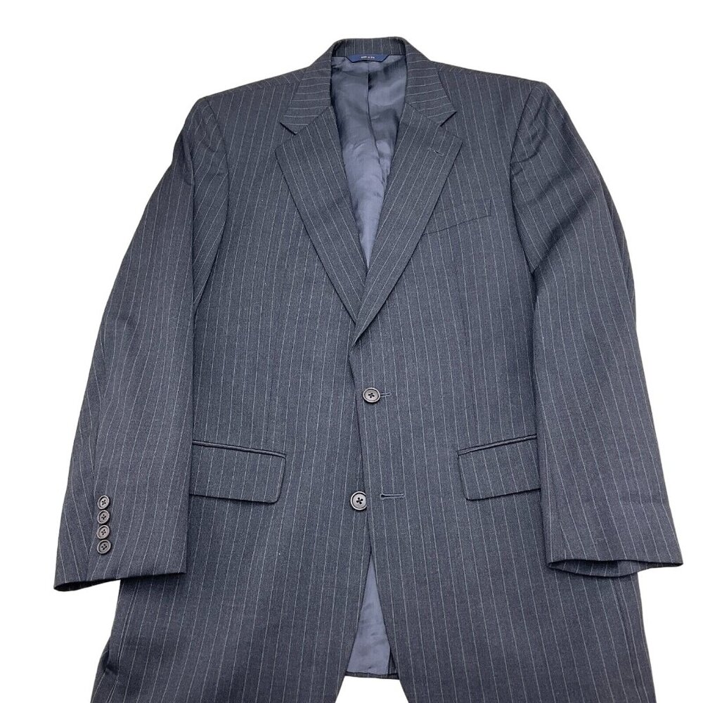 Brooks Brothers Blazer Men 40L‎ Gray White Pinstripe Super 110s Wool VTG